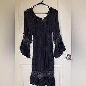 Chic Black Long Sleeve Dress with Bell Sleeves